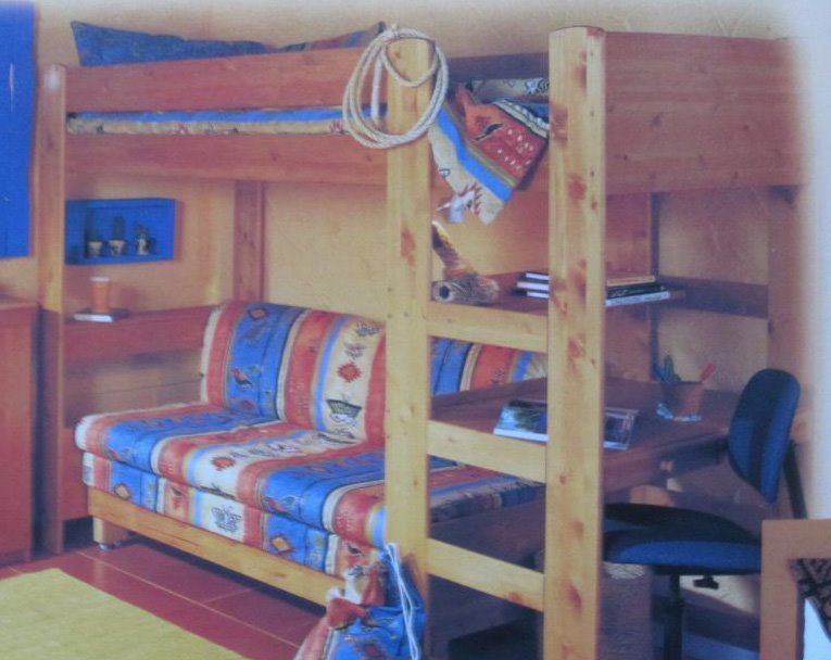 Stompa Scorpio High Sleeper Bed (with sofa / futon double bed and desk