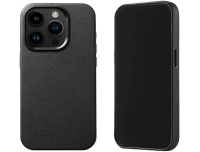 Mujjo Premium Leather Magnetic Case for iPhone 15 Pro MagSafe Compatible Black