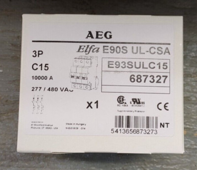 AEG ELFA E90S UL-CSA E93SULC15 CIRCUIT BREAKER 15A 3P 480VAC NEW!! QUANTITY!!