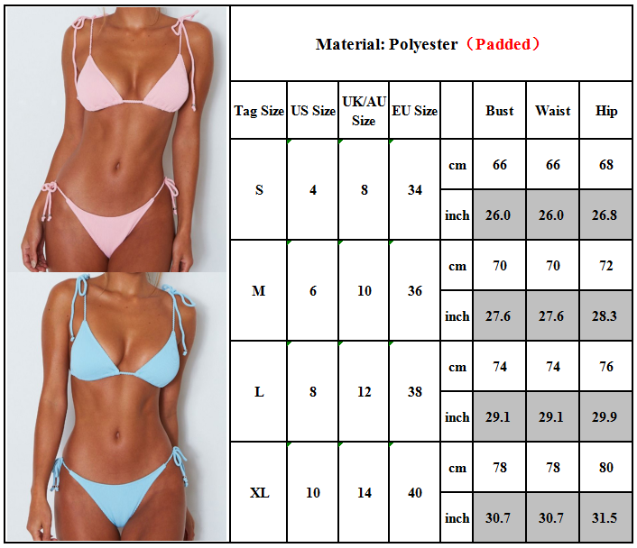 custom bikini sizes
