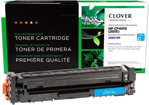Clover Toner Cartridge Replacement for HP CF401X  HP 201X | Cyan