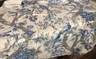 1 1/8 YD. BRAEMORE BIRD FLORAL COTTON LINEN IN BLUE/CREAM FABRIC