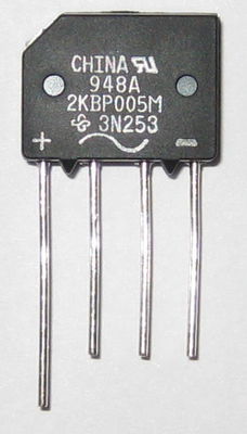 2 Amp 50 Volt Low Profile Bridge Rectifier - 50V 2A Inline Small Diode 2KBP005M