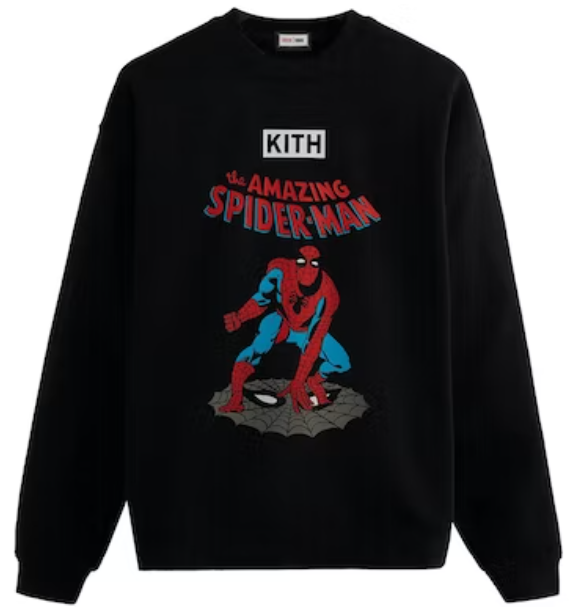 Pre-owned Kith X Spider-man "allies" Vintage Crewneck Sweatshirt Size L In Black
