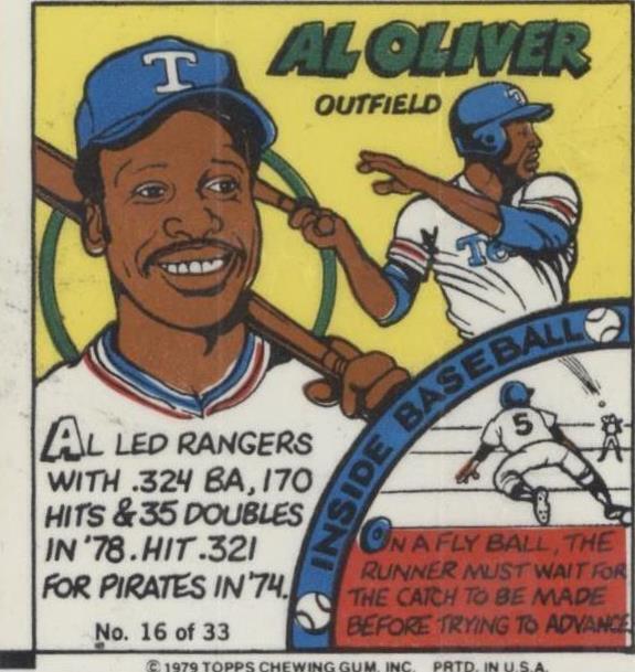 1979 Topps MLB Bubble Gum Player Portraits - Al Oliver #16
