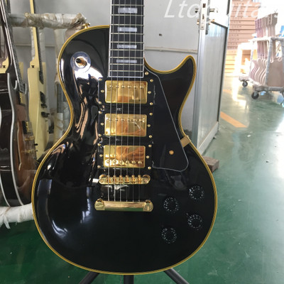 Black Beauty LP Electric Guitar Black Fretboard 3H Pickup Gold Part T-O-M Bridge