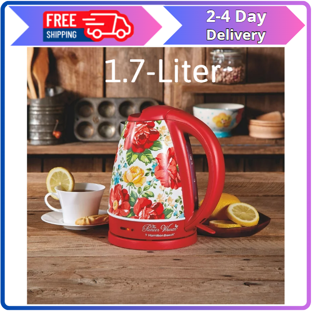 The Pioneer Woman Vintage floral/red Electric Kettle 1.7-Liter