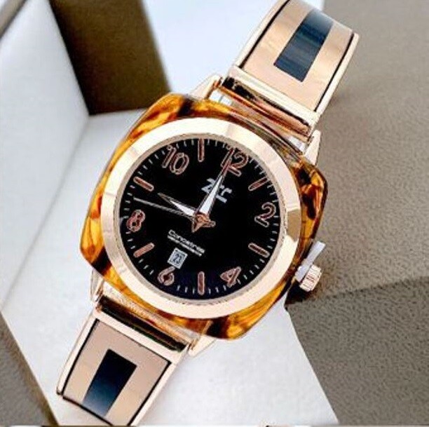 Orologio Polso ZCC 18 Donna Quarzo Acciaio Moda Ambrato Rosa Nero lac