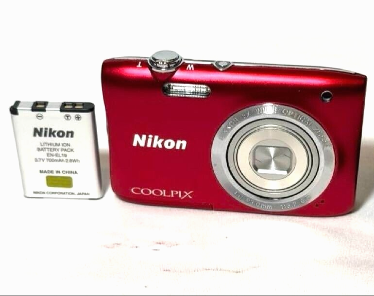 【動作確認済・画面焼け】Nikon COOLPIX S2900レッド 付属あり Nikon Coolpix S2900 5x 20.1MP Compact Digital Camera Red