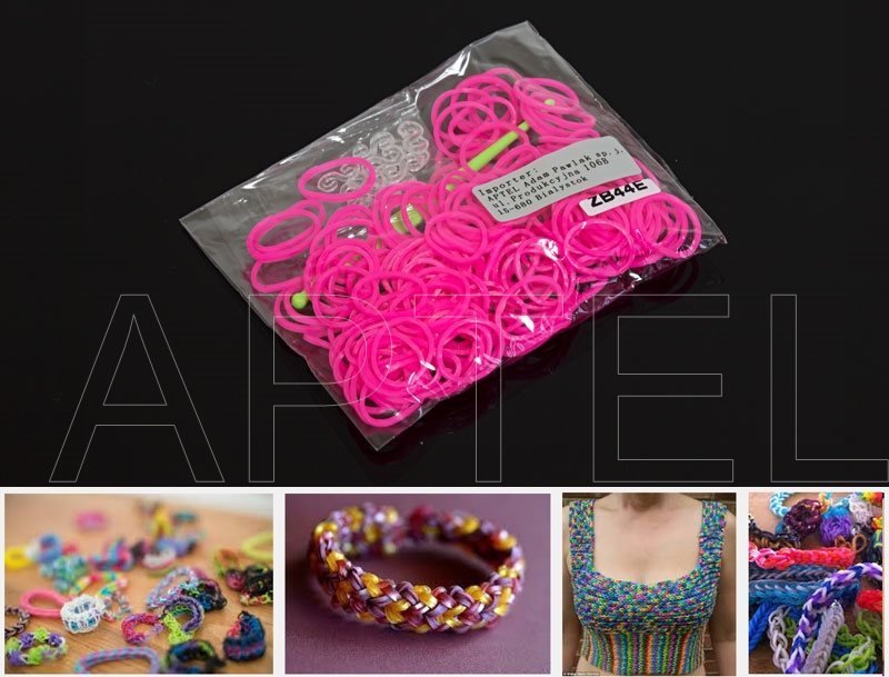 LOOM KIT 200 ELASTICI GOMMA CREAZIONE BRACCIALI COLLANE ANELLI VESTITI ROSA