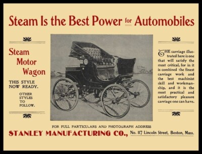 1900 Stanley Mfg. Co. Steam Motor Wagon Boston NEW Metal Sign: 12x16'' Free Ship.
