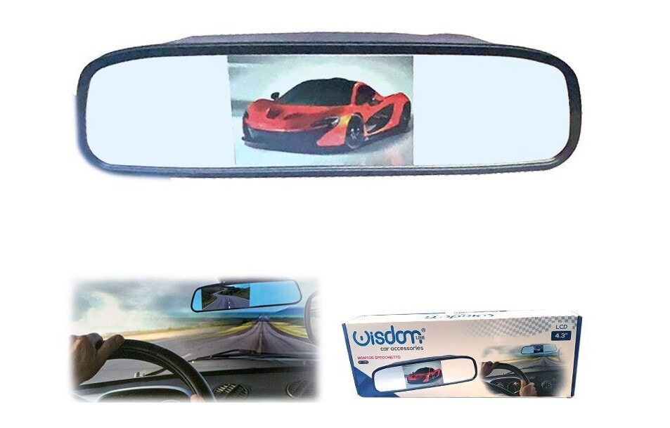 Specchietto Retrovisore Monitor 4.3" Colori Specchio Retromarcia Xc-1573 wis