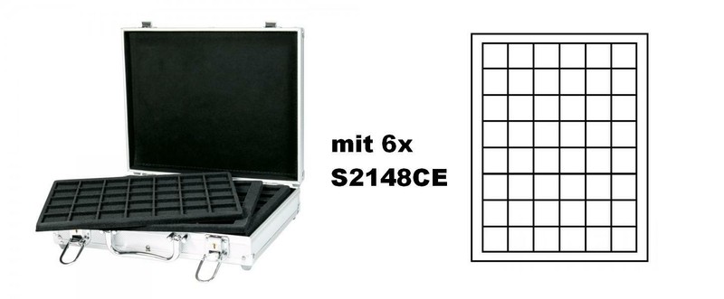 Lindner S2307-S2148ce Valise Monnaies En Alu Design 6 Tableaux Noirs 288x 30 Mm