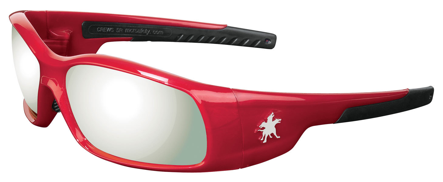 MCR Swagger Safety Glasses Red Frame, Silver Mirror Lens, Crews, SR137