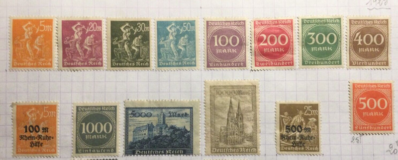 Timbres  D'Allemagne NÂ° 239 Ã  251a Neuf 1923
