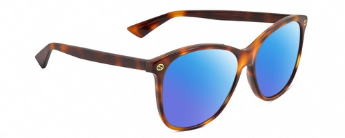 Pre-owned Gucci Gg0024s Unisex Polarized Sunglasses In Brown Tortoise Havana 58mm 4 Option In Blue Mirror Polar