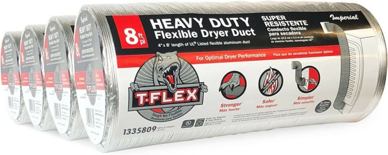 Imperial T-flex 8 Foot Heavy-duty Flexible Aluminum Dryer Duct