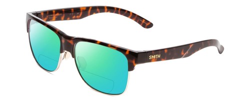 Pre-owned Smith Optics Lowdown Split Polarized Bifocal Sunglasses In Tortoise Havana 56mm In Green Mirror