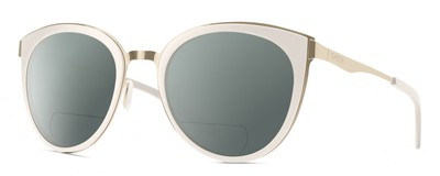Pre-owned Smith Optics Somerset Womens Cateye Polarized Bifocal Sunglasses White Gold 53mm In Grey