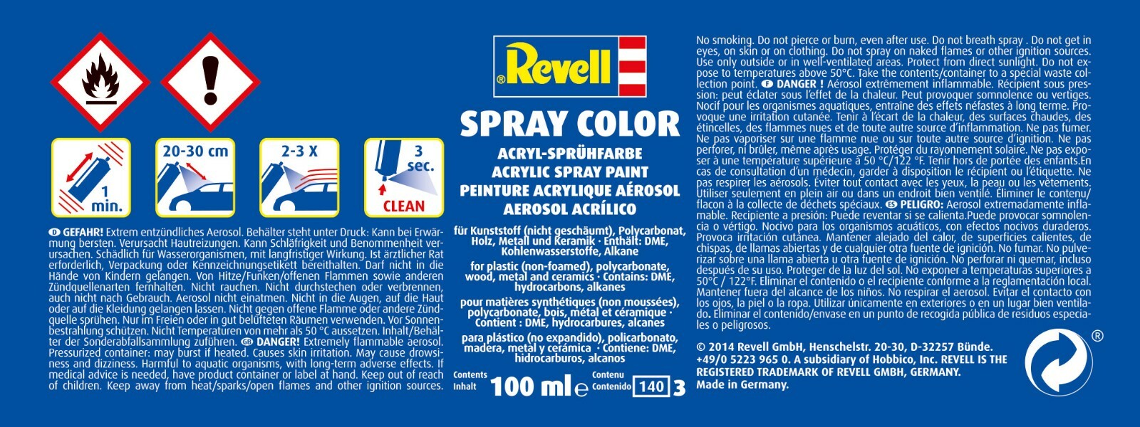 Revell Spray Color, Acryl-Sprühfarbe, 100 ml