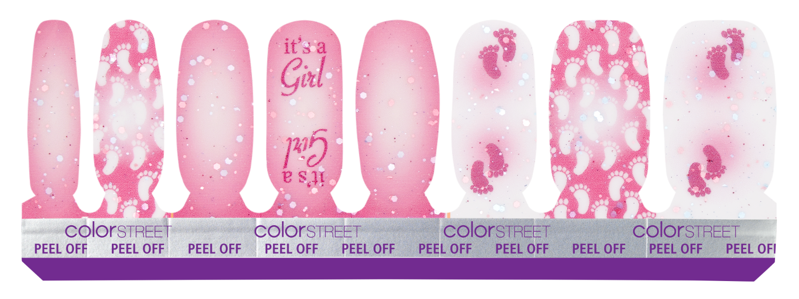 Color Street Colorstreet IT'S A GIRL! nail strip FDG554 pink baby shower glitter