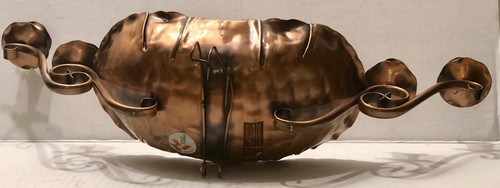 Vintage Copper Table Centerpiece With Candleholders 12