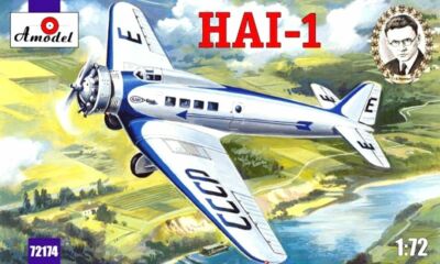 HAI-1 Soviet Passenger Aircraft, scale plastic model kit 1/72 Amodel 72174