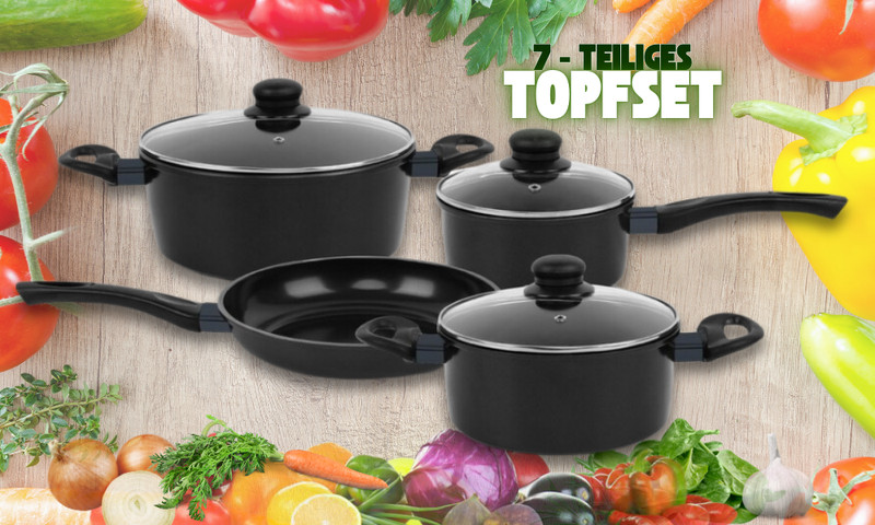 Braten/ Koch-Topf/Pfannen Set Carbonstahl/ Induktion/ Gas/Elektro/ Ofen/ 7-Teile