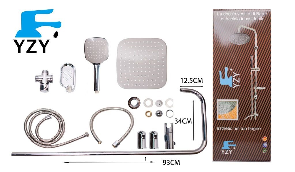 Asta Saliscendi Cromata Colonna Doccia Soffione Fisso Doccetta Saliscendi 990044
