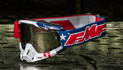 New FMF 100% PowerBomb US of A Goggles Red White Blue Clear lens MX ATV