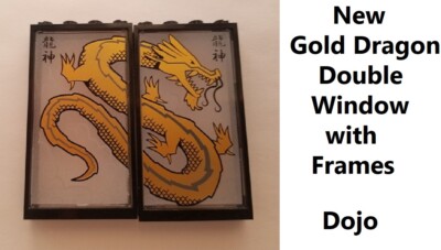 LEGO GOLD DRAGON Window SET of 2 Room Divider Dojo Chinese 1x4x6 With Frame