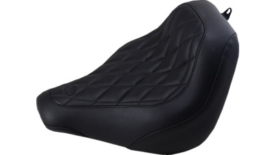 Mustang Wide Tripper Solo Black Diamond Stitch Harley Seat 18-23 FXBB/FXBBS
