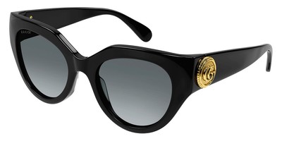Pre-owned Gucci Gg1408s Sunglasses Women Black / Gray Gradient 52mm 100% Authentic