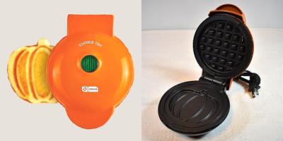 DASH - Autumn/Halloween Fun NEW Open Box - Pumpkin Non-Stick Mini Waffle Maker