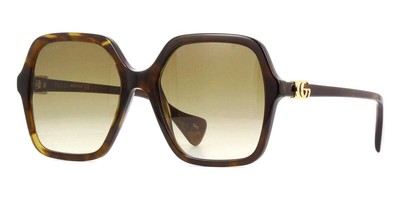 Pre-owned Gucci Gg1072s 002 Sunglasses Havana Frame Brown Gradient Lenses 56mm