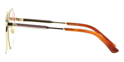 Pre-owned Gucci Gg0206sk 004 Sunglasses Gold Frame Orange Gradient Lenses 58mm In Pink