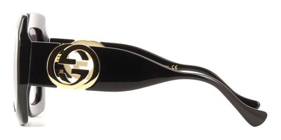 Pre-owned Gucci Gg1022s 006 Sunglasses Shiny Black Frame Grey Gradient Lenses 54mm In Gray