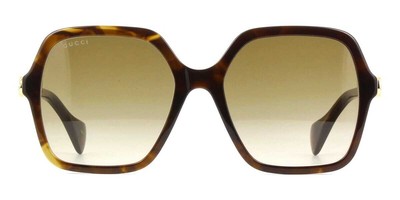 Pre-owned Gucci Gg1072s 002 Sunglasses Havana Frame Brown Gradient Lenses 56mm