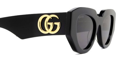 Pre-owned Gucci Gg1421s Sunglasses Women Black 51mm 100% Authentic In Gray