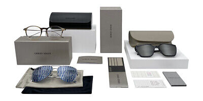 Pre-owned Giorgio Armani Ar326sm Sunglasses Gunmetal Black White Blue 48mm