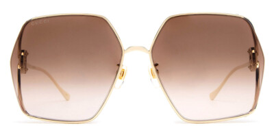 Pre-owned Gucci Gg1322sa Sunglasses Gold/ivory / Brown Gradient 64mm 100% Authentic