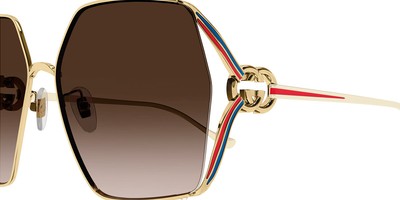 Pre-owned Gucci Gg1322sa Sunglasses Gold/ivory / Brown Gradient 64mm 100% Authentic