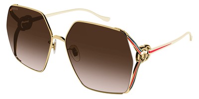 Pre-owned Gucci Gg1322sa Sunglasses Gold/ivory / Brown Gradient 64mm 100% Authentic