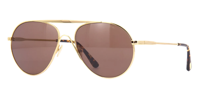 TOM FORD TOM FORD SUNGLASSES MEN WOMEN GOLD PILOT FRAME BROWN LENS FT0773 30E 58MM SMITH