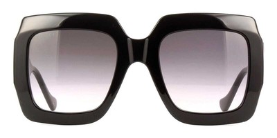 Pre-owned Gucci Gg1022s 006 Sunglasses Shiny Black Frame Grey Gradient Lenses 54mm In Gray