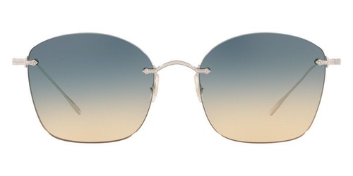 Pre-owned Oliver Peoples Marlien Women's Gold-tone Rimless Sunglasses Ov1265s 503679 Italy In Blue