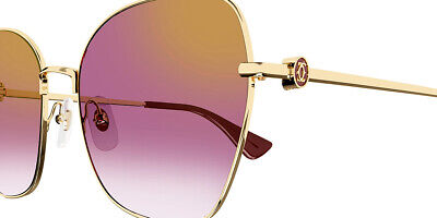 Pre-owned Cartier Ct0402s-003 Gold Sunglasses In Red