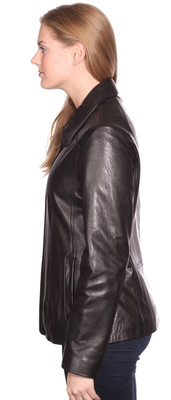 Pre-owned Zealand Women's Scuba Front Zipper Leather Jacket  Lamb Skin Very Soft In Black