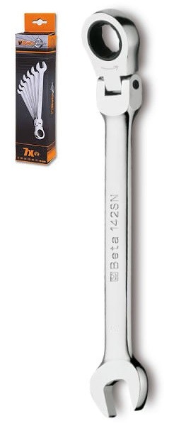 SERIE KIT 7 pezzi CHIAVI CHIAVE COMBINATE A CRICCHETTO SNODATE SNODABILI BETA