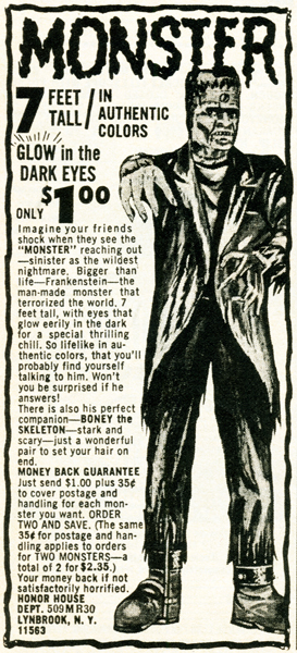 1950's Frankenstein Monster Honor House Comic Book - Advertising POP Art Poster